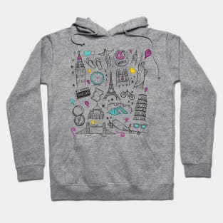 Around the World Travel Doodle - Travelling Hoodie